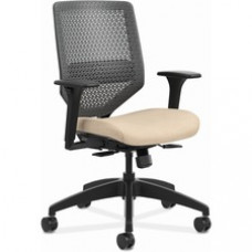 HON Solve Chair - Fabric Seat - Charcoal Back - Black Frame - Mid Back - Putty