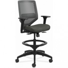 HON Solve Sitting Stool - Fabric Seat - Charcoal Mesh Back - Black Frame - Mid Back - 5-star Base - Ink
