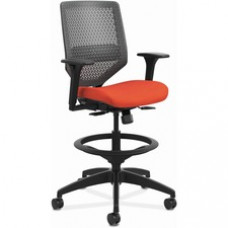 HON Solve Sitting Stool - Fabric Seat - Charcoal Mesh Back - Black Frame - Mid Back - 5-star Base - Bittersweet