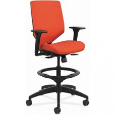 HON Solve Sitting Stool - Fabric Seat - Charcoal Fabric, Mesh Back - Black Frame - Mid Back - 5-star Base - Bittersweet