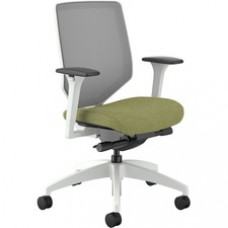 HON Solve Chair - Meadow Fabric Seat - Fog Mesh Back - Designer White Frame - Mid Back - Meadow