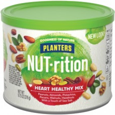 Planters Kraft NUT-rition Heart Healthy Mix - Resealable Container - Almond, Pecan, Hazelnut, Pistachio, Peanut, Walnut - 9.75 oz - 1 Each