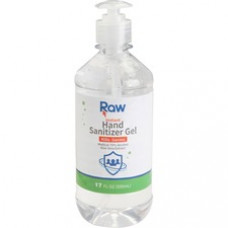 Raw Instant Hand Sanitizer Gel - 17 fl oz (502.8 mL) - Pump Bottle Dispenser - Kill Germs, Bacteria Remover - Hand, Hospital, School, Restaurant, Daycare, Office - Clear - Quick Drying, Residue-free - 1 Each