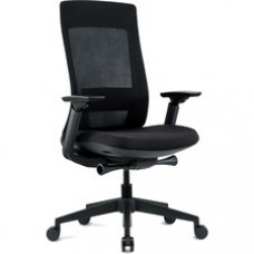 Eurotech Elevate Chair - Black Fabric Seat - Black Mesh Back - Black Frame - 5-star Base - Armrest - 1 Each