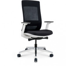Eurotech Elevate Chair - Black Fabric Seat - Black Mesh Back - White Frame - 5-star Base - Armrest - 1 Each
