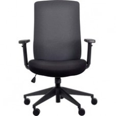 Eurotech Gene Fabric Seat/Back Executive Chair - Black Fabric Seat - Chrome Fabric Back - 5-star Base - 1 Each