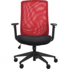 Eurotech Gene Mesh Back Executive Chair - Black Fabric Seat - Red Mesh Back - 5-star Base - 1 Each