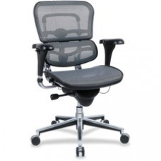 Eurotech Ergohuman Multifunction Chair - Mid Back - 5-star Base - Gray - Mesh - Armrest - 1 Each
