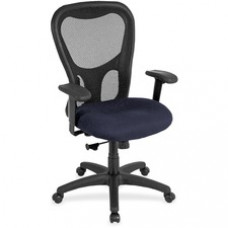 Eurotech Apollo Synchro High Back Chair - Blueberry Fabric Seat - Black Back - High Back - 5-star Base - Armrest - 1 Each