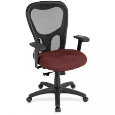 Eurotech Apollo Synchro High Back Chair - Merlot Fabric Seat - Black Back - High Back - 5-star Base - Armrest - 1 Each