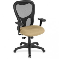 Eurotech Apollo Synchro High Back Chair - Sandstone Fabric Seat - Black Back - High Back - 5-star Base - Armrest - 1 Each
