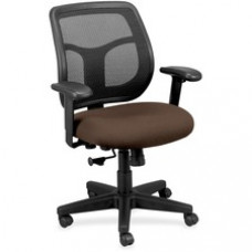 Eurotech Apollo Synchro Mid-Back Chair - Cafe Fabric Seat - Black Fabric Back - Mid Back - 5-star Base - Armrest - 1 Each