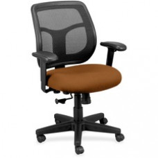 Eurotech Apollo Synchro Mid-Back Chair - Curry Fabric Seat - Black Fabric Back - Mid Back - 5-star Base - Armrest - 1 Each