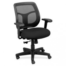 Eurotech Apollo Synchro Mid-Back Chair - Onyx Fabric Seat - Black Fabric Back - Mid Back - 5-star Base - Armrest - 1 Each