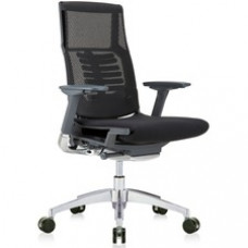 Eurotech Powerfit Chair - Black Fabric Seat - Black Mesh Back - Charcoal Frame - 5-star Base - Armrest - 1 Each