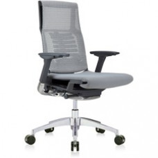 Eurotech Powerfit Chair - Gray Fabric Seat - Black Mesh Back - Charcoal Frame - 5-star Base - Armrest - 1 Each