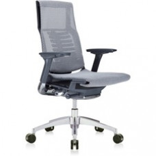 Eurotech Powerfit Chair - Gray Mesh Seat - Black Mesh Back - Charcoal Frame - 5-star Base - Armrest - 1 Each