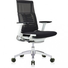 Eurotech Powerfit Chair - Black Fabric Seat - White Mesh Back - White Frame - 5-star Base - Armrest - 1 Each