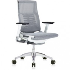 Eurotech Powerfit Chair - Gray Mesh Seat - White Mesh Back - White Frame - 5-star Base - Armrest - 1 Each