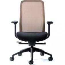 Raynor Vera Mesh Back Executive Chair - Black Fabric Seat - Mesh Back - 5-star Base - Black, Yellow - 1 Each