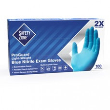 Safety Zone Power-free Ntirile Gloves - Hand Protection - Nitrile Coating - XXL Size - Latex, Vinyl - Blue - Latex-free, DEHP-free, Comfortable, Powder-free, Silicone-free, Textured - For Food Service, Kitchen, Cleaning, Dishwashing, Painting - 100 / Box 