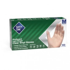 Safety Zone Powder Free Clear Vinyl Gloves - Hand Protection - Medium Size - Clear - Comfortable, Latex-free, DEHP-free, DINP-free, Chlorinate, Powder-free - For Food, Food Preparation, Cleaning - 1000 / Carton - 9.25