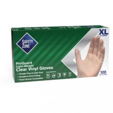 Safety Zone Powder Free Clear Vinyl Gloves - Hand Protection - X-Large Size - Clear - Comfortable, Latex-free, DEHP-free, DINP-free, Chlorinate, Powder-free - For Food, Food Preparation, Cleaning - 1000 / Carton - 9.25