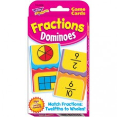 Trend Fractions Dominoes Challenge Cards Game - Theme/Subject: Learning - Skill Learning: Fraction - 56 Pieces - 9+