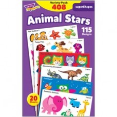 Trend Animal Fun Stickers Variety Pack - Fun, Animal Theme/Subject - Sea Buddies, Owl-Stars, Puppy Pals Shape - Photo-safe, Non-toxic, Acid-free - 8