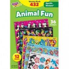 Trend Animal Fun Stickers Variety Pack - Animal, Fun Theme/Subject - Frog Fun, Proud Penguin, Deep Sea Dazzler, Flashy Fish, Beaming Bug, Totally Tropical Shape - Acid-free, Non-toxic, Photo-safe - 8