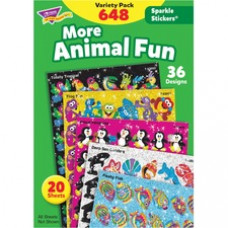 Trend Animal Fun Stickers Variety Pack - Animal, Fun Theme/Subject - Frog Fun, Proud Penguin, Deep Sea Dazzler, Flashy Fish, Beaming Bug Shape - Acid-free, Non-toxic, Photo-safe - 8