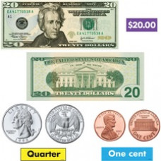 Trend US Money Bulletin Board Set - Learning Theme/Subject - 6, 4, 31 (Coin, Bill, Label) Shape - Multicolor - 52 / Set