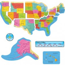 Trend US Map Bulletin Board Set - Learning Theme/Subject - Multicolor - 9 / Set