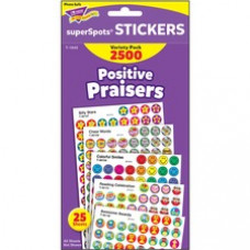 Trend superSpots Positive Praisers Stickers - 2500 (Circle) Shape - Self-adhesive - Assorted - 1 / Pack