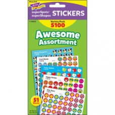 Trend Awesome Assortment Stickers - (Varied) Shape - Self-adhesive - Assorted - Paper - 5100 / Pack