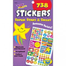 Trend Super Stars/Smiles Sticker Pad - (Star, Smilies) Shape - Acid-free, Non-toxic - 1 / Pad