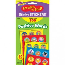 Trend Positive Words Stinky Stickers Variety Pack - (Round) Shape - Self-adhesive - Acid-free, Non-toxic, Photo-safe, Scented - Assorted, Assorted - Paper - 300 / Pack