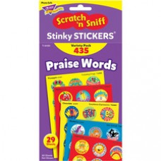 Trend Praise Words Jumbo Stinky Stickers - 432 (Assorted) Shape - Self-adhesive - Acid-free, Non-toxic, Photo-safe, Scented - Assorted - Paper - 435 / Pack