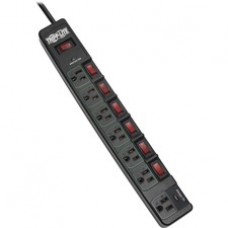 Tripp Lite ECO-Surge 7-Outlet Surge Protector, 6 ft. (1.83 m) Cord, 1080 Joules, 6 Individually Controlled Outlets, Black Housing - 7 x NEMA 5-15R - 1800 VA - 1080 J - 120 V AC Input - 120 V AC Output