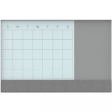 U Brands Magnetic Glass Dry Erase 3-in-1 Calendar Board - 17