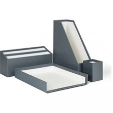 U Brands Paper Wrapped Desk Organization Kit - Desktop - Sturdy, Lightweight - Gray - Chipboard - 1 Each