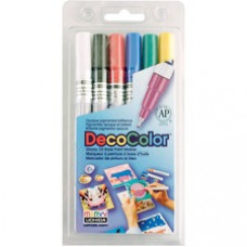 Uchida DecoColor Opaque Paint Markers - Extra Fine Marker Point - Multi Oil Based, Pigment-based Ink - 6 / Set