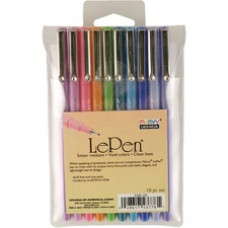 Marvy LePen Fineliner Pen Set - Micro Fine Pen Point - 0.3 mm Pen Point Size - Blue, Orange, Lavender, Pink, Light Blue, Light Green, Teal, Orchid, Periwinkle, Amethyst Water Based Ink - Blue, Orange, Lavender, Pink, Light Blue, Light Green, Teal, Am