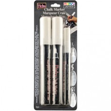 Marvy Bistro Chalk Marker 3 Piece Set - Fine, Broad Marker Point - 3 mm, 6 mm Marker Point Size - Chisel Marker Point Style - White Water Based, Pigment-based Ink - 3 / Pack