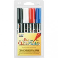 Marvy Uchida Bistro Water-based Chalk Markers - 6 mm Marker Point Size - White, Black, Red, Blue Water Based Ink - 4 / Pack