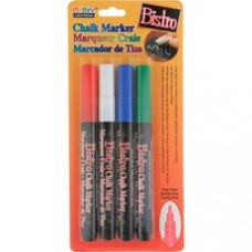 Marvy Bistro Fine Point Chalk Marker - Fine Marker Point - 3 mm Marker Point Size - White, Red, Blue, Green Water Based, Pigment-based Ink - 4 / Set
