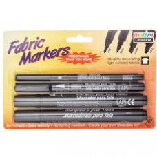 Marvy Fabric Markers Set - Broad, Fine Marker Point - Tapered, Brush, Chisel Marker Point Style - Black Pigment-based Ink - 4 / Pack