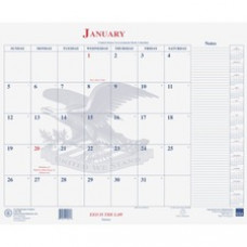 Unicor Blotter Style Monthly Calendar Pad - Monthly - 12 Month - January - December - 1 Month Single Page Layout - Desk Pad - White - 18