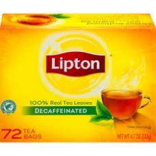 Lipton /Unilever Classic Tea Bags - Black Tea, Decaffeinated - 16 oz Per Bag - 72 Teabag - 72 / Box
