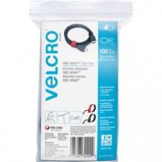 VELCRO® Reusable Thin Straps - Fabric, Nylon - 100 / Pack - Black, Red
